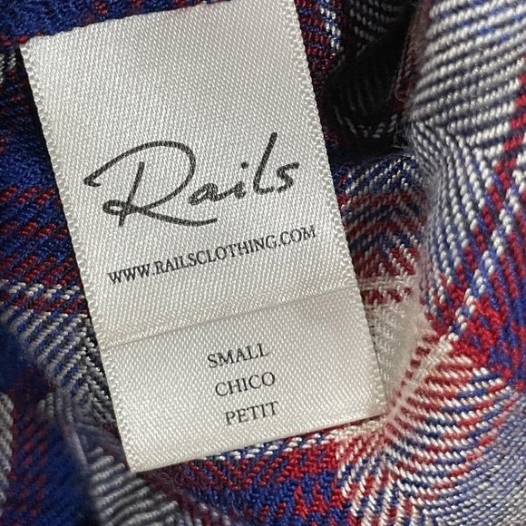 Rails Shirt Womens Small Blue Red Plaid Button Front Long Sleeve Top Soft - Picture 5 of 13